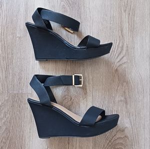 Black wedge heels with ankle strap
